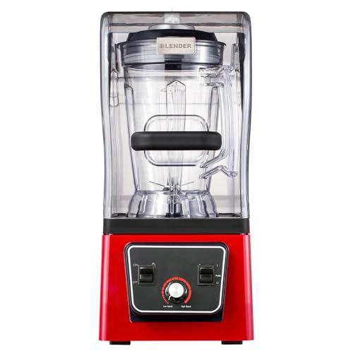 Huanyu Commercial Blender with Soundproof Shield, 100 Oz Large Capacity Quiet Professional Blenders, Heavy Duty Blender Professional-Grade Power with Mechanical Buttons