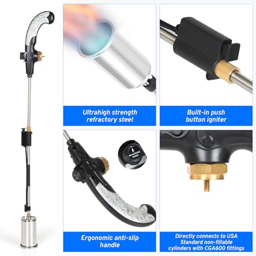 image for vixflux Propane Torch Weed Burner, High Output 1,200,000 BTU Weed Torc