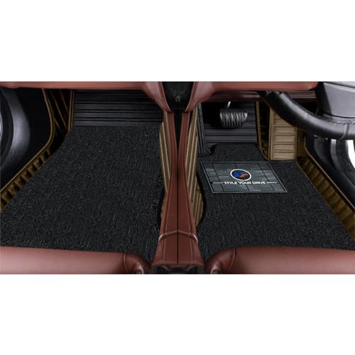 Image of Autofurnish Combination 9D Car Mat Full Set for Maruti Suzuki Dzire 2024 || Luxury Leather Dual-Stitch Full Set 9D Car Floor Mat || 100% Waterproof || Color : Black SP-Coffee