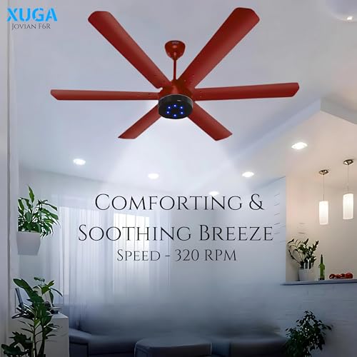 Image of XUGA Jovian F6G Premium Smart 1200mm, BEE 5-star BLDC fan,6 Blade,Remote Ceiling fan for Home, 100% Copper Motor,Energy Saving, High Air Delivery,LED(5 Year Warranty)