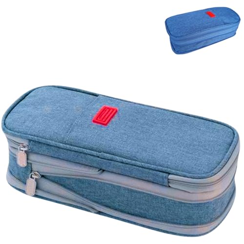 Estojo escolar de grande capacidade estojo box estojo organizador necessaire estojo para lápis (Azul-marinho)