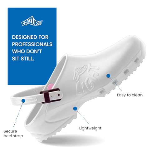 Image of CALZURO Lights Clogs - Italian Made Lightweight Work Shoes for Professionals - EVA Non Slip Clogs for Kitchen, Hospital, Garden, Restaurant - Machine Washable Side Ventilation - Men & Women