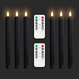 LOVECANDOU LED Flameless Black Taper Candles with 10-Key Remote Timer,Battery Operated Warm 3D Wick Light Window Candles Better Than Real Wax Pack of 6 for Home Fireplace Xmas Halloween Decor