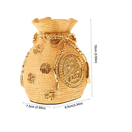 Kisangel Resin Money Bag Piggy Bank Ornament Gold Lucky Decor for Car Interior Delicate Desktop Statue Safe Resin Craft with Vivid Texture Practical Feng Shui Money Pouch Decoration2