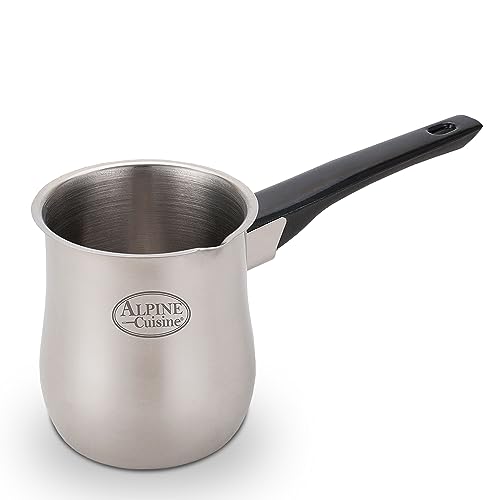 Alpine Cuisine Coffee Warmer 30oz Turkish Coffee Maker Butter Warmer Mini Stainless Steel Greek Coffee Heating Melting Milk Pot with Spout for Home & Café