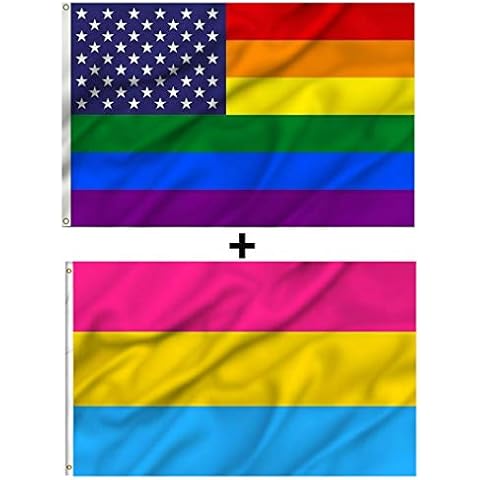 YESON Rainbow Flag 3x5 Foot and Bi Pride Flag - Gay Flag and Bisexual Flag 3x5 FT Cover