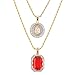 metaltree98 14k Gold Plated Medallion Jesus & Red Ruby 22"&27" Combo Pendant Chain MHC 210 G