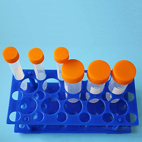 test tube rack centrifuge tube holder 2 pack - blue and orange for 10ml 15ml 50ml detachable plastic stand 28 well