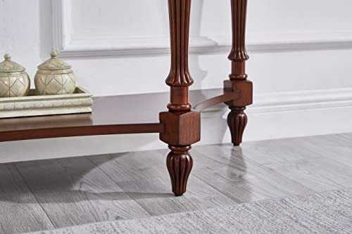 Gexpusm Half Moon Glass End Table, Living Room End Tables, Small Entryway Table With Storage Shelf, Oka Wood Console Table, Cherry Red #TOP4