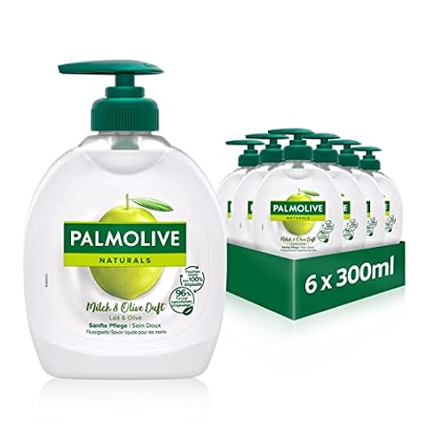 Palmolive Naturals mydło z mlekiem i oliwką 6 x 300 ml – mydło w płynie do wszystkich rodzajów skóry, mydło do rąk, mydło w płynie do rąk