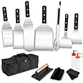 14Pcs Griddle Accessories Kit, Joyfair 18/10 Stainless Steel Flattop Teppanyaki Accessory Set, Professional BBQ Tools with Spatula,Turner, Scraper, Cast Iron Press, Storage Bag, Rust-free & Dishwasher