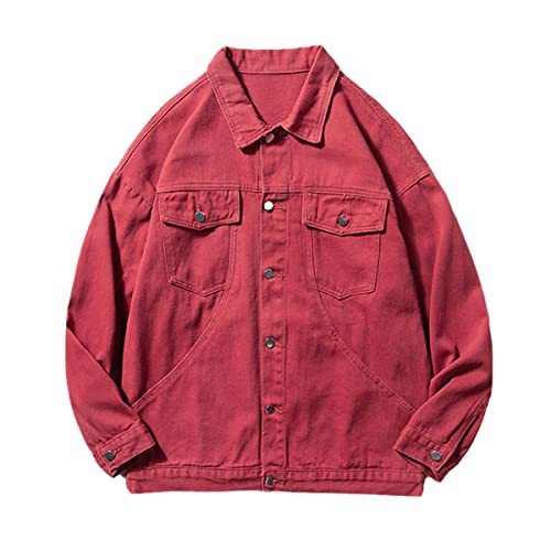 Veste en jean stretch rouge bordeaux homme grand confort taille XXL