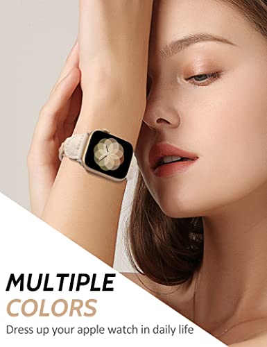 Image of Minyee Compatible with Apple Watch Band Braided 41mm 40mm 38mm 42mm 44mm 45mm 46mm 49mm Women,Solo Loop Stretchy Slim Elastic Woven Cute Bracelet Strap for iWatch Series 10 9 Ultra SE 8 7 6 5 4 3 2 1