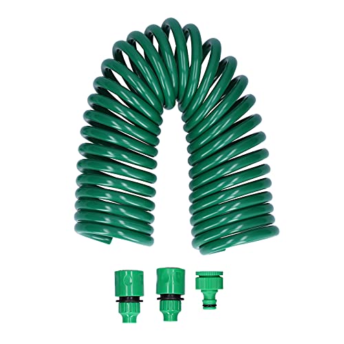 Self Coiling Garden Hose 7.5M Retractable Water Pipe with Quick Connectors for Lawn, Garden & Outdoor Use (Includes 2 Quick Connectors & 1 2-in-1 Nipple)