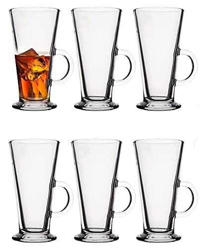 Image of 350 ML Glass Coffee Mug Set, with Convenient Handle, Tea Glasses for Hot /Cold Beverages, Thermal Shock Resistant, Tempered Glass, Mugs for Cappuccino Pack of 6 (PN - 05, 6 Count (Pack of 1))