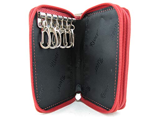 Genuine Crocodile Skin Leather Zip Around Key Holders Wallet Coins Purse (Black) (Carmine Red)4