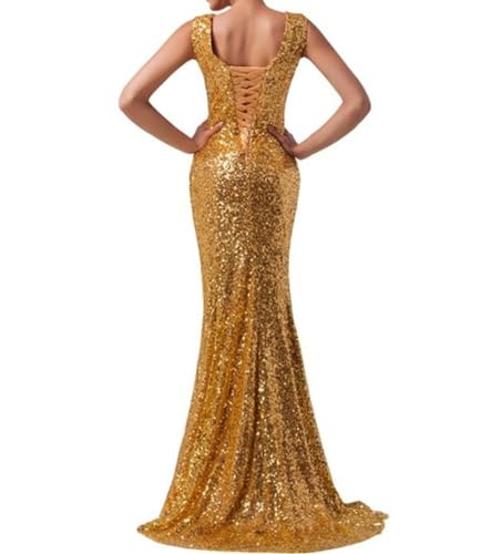 V Neck Sequins Mermaid Bridesmaid Dresses Long Sparkly Plus Size Prom Dresses Wedding Evening Party Gown2