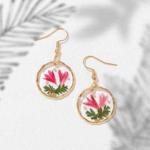 Birth Flower Earrings for Women Handmade September Month Real Pressed Earrings Unique Resin Dangle Plant Earrings Dry Flowers Great Present For Birthday,Party, Christmas4