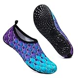 Mabove Badeschuhe Damen Schwimmschuhe Wasserschuhe Strandschuhe Aquaschuhe Barfussschuhe(Fischschuppen 38/39 EU)