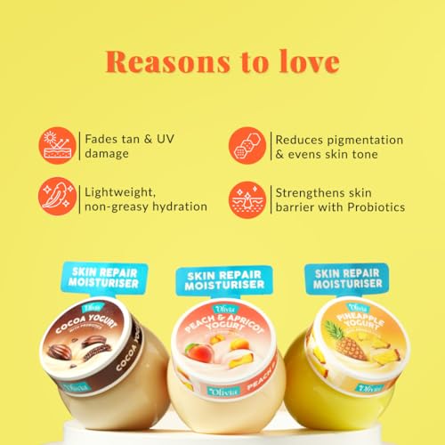 Image of Olivia Pineapple Yogurt with Probiotics for Skin, 200g | Enriched with Bromelain for Gentle Exfoliation, Long-Lasting Moisturisation, Skin Enhancing & Nourishment | Lightweight, Non-Greasy Formula