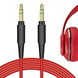 Geekria QuickFit-Cable estéreo para Beats Solo3.0,Solo2.0,Solo1.0, Studio3,Studio2,Studio,Executive,Pro,Mixr,Cable de Auriculares, Cable de Audio de Repuesto AUX de 0.138 in(Rojo 5,6 pies)