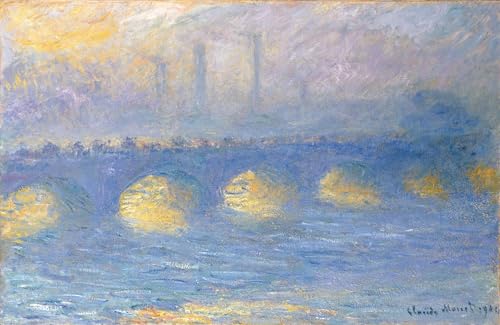 Tableaux peinture sur toile Claude Monet Pont de Waterloo de style nordique format 60x90cm
