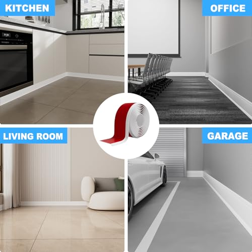 Image of Duzzy Flexible Baseboard Trim, 6 Inch(H) x 20 Feet(L) Peel and Stick Vinyl Baseboard Molding Trim, Self-Adhesive Wall Base Cove Base