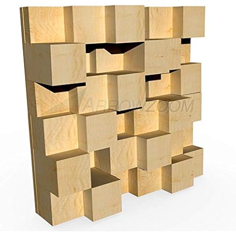 Arrowzoom New Quadratic Skyline Acoustic Wooden Diffuser Soundproofing your Home & Studio for Music or Sound recording Noise Cancellation 23.6" x 23.6" x 3.9" inches or 60 x 60 x 10cm SD1204 Cover