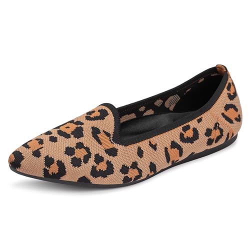 Image of Frank Mully Women's Casual Loafer Flats Slip On Loafer Shoes Comfortable Knit Flat Shoes Classics Pointy Toe Loafer Flats,for Work,Travel