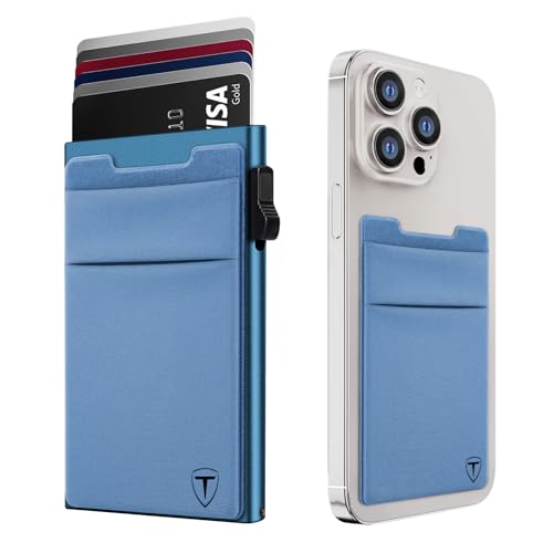 TOYFID Slim Wallet for Men - Pop Up Card Holder Wallet,Minimalist Business Wallet,Credit Card Wallet with Money Pocket,Metal Card Case Wallet,RFID Blocking,Can Hold 6 Credit Cards