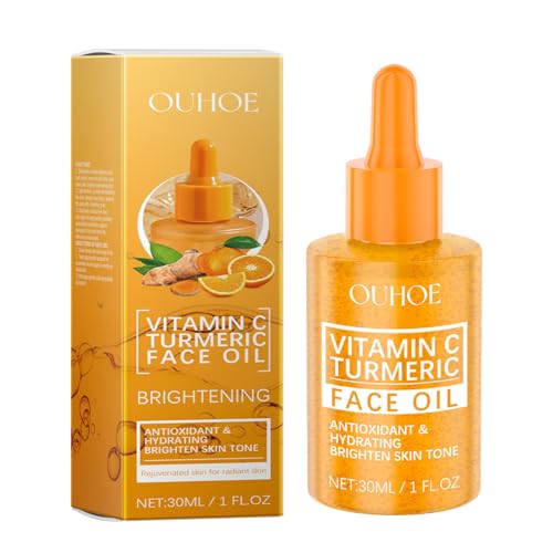 Suero facial con vitamina C, 30 ml, suero aclarador de vitamina C contra manchas de pigmento, suero facial antienvejecimiento con aceite de cúrcuma VC niacinamida para una tez radiante, antiarrugas