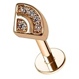 AZARIO LONDON Orecchino a forma di indicatore di carburante con zirconia cubica, calibro 16, in acciaio chirurgico, per labbro, cartilagine, trago, helix, conchiglia, in acciaio chirurgico, 16 Gauge -