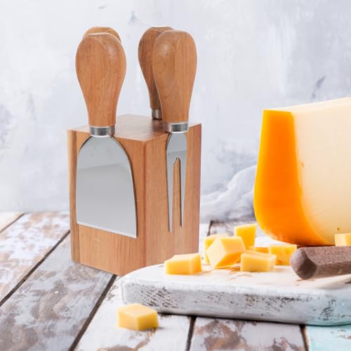 Support couteaux à fromage magnétique kaki au design multifacette compact
