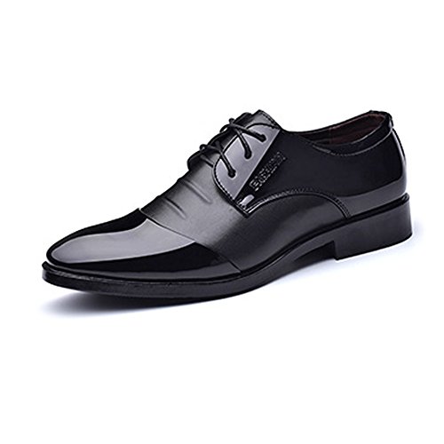 NINAINAI Zapatos Oxford De Piel Liso PU Empalme de Cuero Superior Lace Up Transpirable Line Oxfords Men's Formal Business Shoes Adecuado para Negocios Y Diario. (Color : Black, Size : CN25.5) Cover