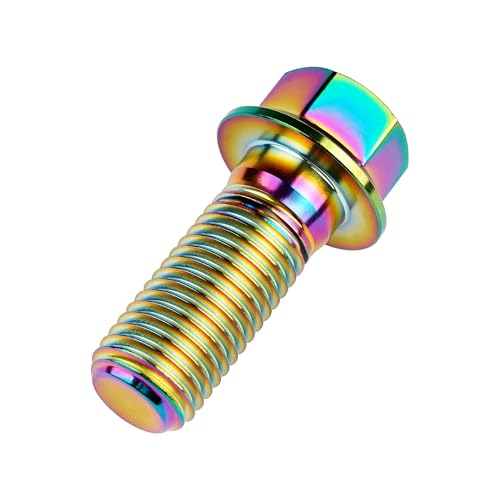 Image of Titanium Bolt Hex Small Flange Head M12x30mm Pitch 1.25, Rainbow | 30 35 40 45 50 55 60 65 70 75 80 85 90mm 1.25 /1.5mm Pitch Screws for Motorcycle Car Modification Pack of 4