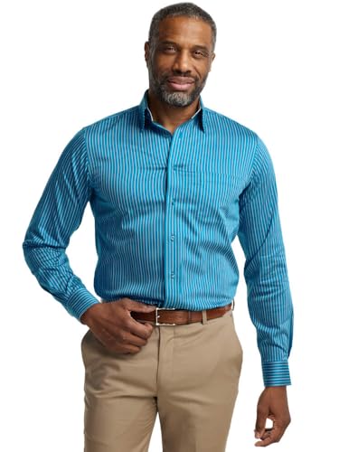 Paul Fredrick Men's Slim Fit Comfort Stretch Non-Iron Stripe Dress Shirt2