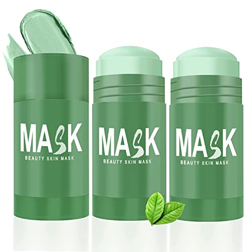 Rednow Green Tea Mask Face Skin Care,Poreless Deep Cleanse Green Tea Mask Stick,Blackhead Remover With Extract Green Tea,Purifying Clay Mask Facial Skincare,Deep Pore Cleansing For All Skin Types Men & Women (3Pcs) (A) #TOP20