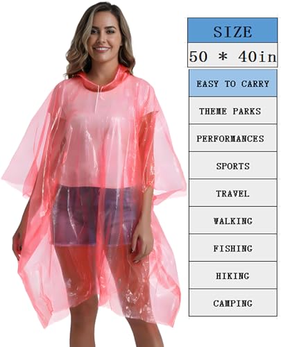Image of 4 /6 /12 Pack Disposable Rain Ponchos for Adults - Emergency Rain Poncho for Camping Hiking Travelling