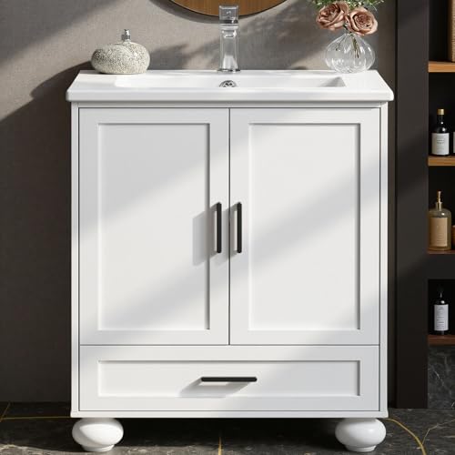 LIKIMIO 24" Bathroom Vanity with Ceramic Sink, 2 Doors 1