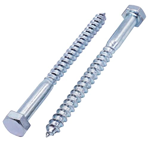 SKIR'CO (10 pcs) DIN 571 Zinc Plated Steel Hexagon Head Wood Screws M8 x 100 mm, Coach Screws, Hex Screw, Lag Bolts