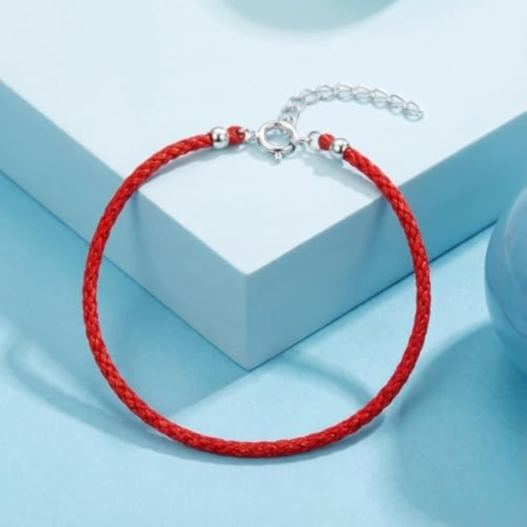 Sterling Silver Red Thread Payal Anklet for Women