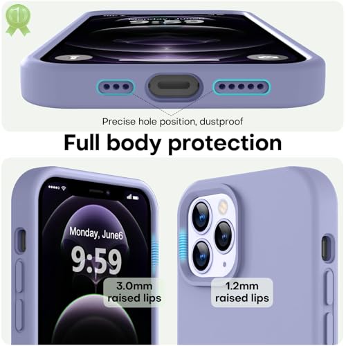 Image of LOVE 3000 Compatible with iPhone 12 Pro Max Case | Thickening Liquid Silicone | Anti-Scratch Microfiber Lining | Full-Body Duty Heavy Protection Case for iPhone 12 Pro Max Women Girls, Lavender Gray