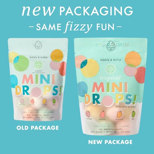 Image of Dabble & Dollop Tropical Mini Bath Bombs + Vanilla 3-in-1 Shampoo, Body Wash and Bubble Bath for Kids - Toddler & Kids Bath Set, No Synthetic Dyes, Vegan, Gluten-Free, Cruelty-Free (Pack of 2)