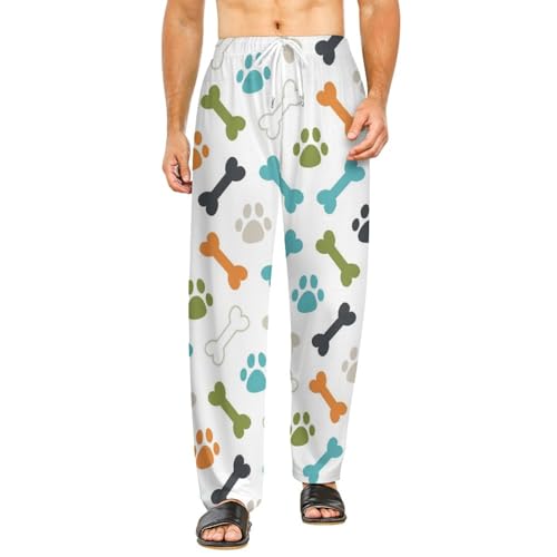 Bas de pyjama femme long à motif patte d'os de chien pantalon de détente S