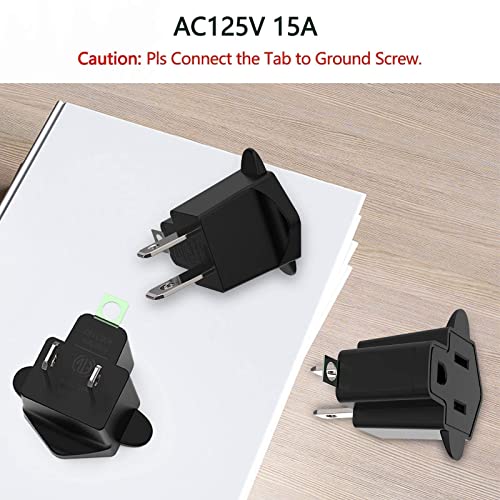 ETL 3 Prong to 2 Prong Adapter Polarized Grounding Converter, JACKYLED