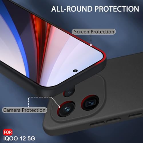 Image of TheGiftKart Sleek Back Cover Case for iQOO 12 5G | Slim Fit Protective Design | Ultra Matte Finish | Camera Protection Bump | Soft Silicon Back Cover Case for iQOO 12 5G (Silicone, Black)