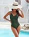 Blooming Jelly Women One Piece Swimsuits Tummy Control Bathing Suit Gold Ring Full Coverage Slimming Swimwear(X-L, Army Green)