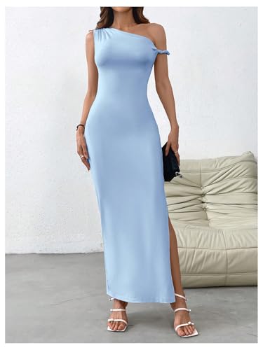 Image of Milumia Women's One Shoulder Formal Long Dress Asymmetrical Sleeveless Bodycon Cocktai Dresses