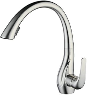 Beelee 360 ° Rotation Kitchen Tap with Pull-Out Shower Tap Mixer Tap Kitchen Tap Sink Tap Single-Handle Kitchen Sink Mixer Tap
