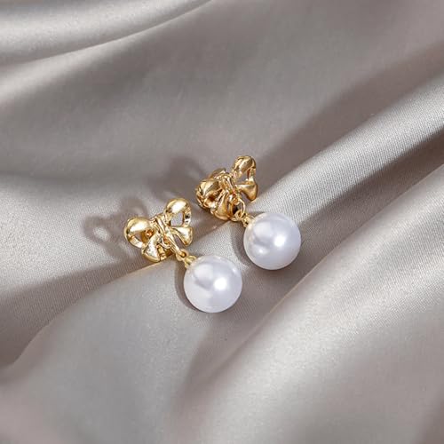 Aretes con lazo de perla para mujer miniatura 4